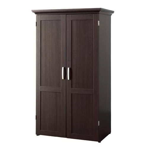 Armoire with Drop Leaf Computer Desk Craft Table in Dark Brown Wood Finish