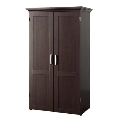 Armoire with Drop Leaf Computer Desk Craft Table in Dark Brown Wood Finish