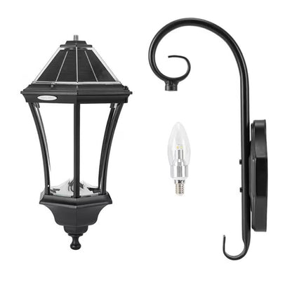 Outdoor Farmhouse Solar Wall Light in Black Finish - 150 Lumens